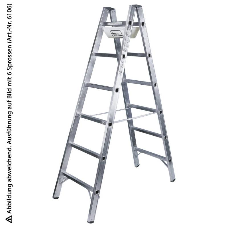 Iller Sprossenstehleiter mit 2x20 Sprossen 6,9m AH und Werkzeugablage von Iller Leiter