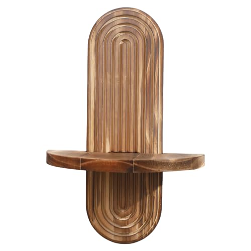 Illkjasfc Ovale Form Schweberegal Mitte des Jahrhunderts, modernes Wandregal aus Holz, gewölbt, für Badezimmer, Schlafzimmer, Küche von Illkjasfc