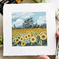 Sonnenblumen Original Kunstwerk | Blumen Wandkunst Cottagecore Wohndekor Home & Living Sonnenblume Geschenk Für Alle Gelegenheiten von IllustratedByTara