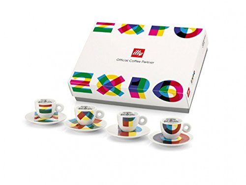 Illy 4 Tassen für Kaffee Cappuccino dekorierten Expo Milano 2015, Keramik, Mehrfarbig von Illy