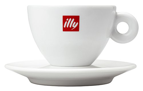 Illy Espresso, Cappuccinotassen 200 ml O/U 6 Stück weiß mit rotem Logo von Illy