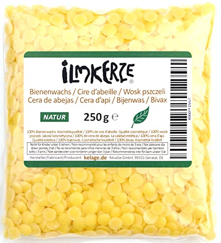 Ilmkerze® Bienenwachs Pastillen gelb 250 g | Natur | ideal für Kosmetik Seifen Salben Wachstücher Kerzen Formkerzen Ziehkerzen Kerzengießen von Ilmkerze