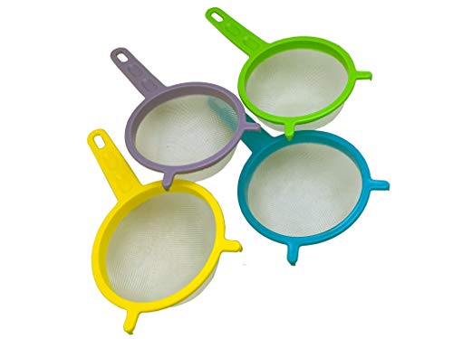 ILODA® feinmaschiges Küchensieb Mehlsieb Haushaltssieb Nudelsieb Reissieb Sandsieb Sieb Seiher 4-teilig farbig Kunststoff ø ca. 13cm Küchenhelfer von Iloda