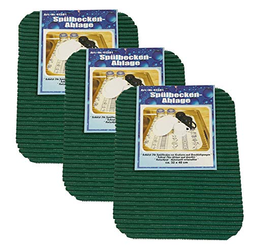Iloda® 3x Spülbeckenablage grün ca. 32x40cm, Spülbeckenmatte, Abtropfmatte, Spülmatte, Spülbecken-Ablage, Abtropfmatte für Geschirr von ILODA