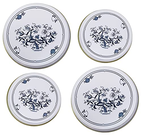 Iloda® 4 Herdabdeckplatten aus Metall mit Zwiebelmuster für Elektroherd 2x Ø 15,5cm + 2x 19,8cm, Abdeckung für Herdplatten, Kochplattenabdeckung, Herdabdeckplatte von ILODA