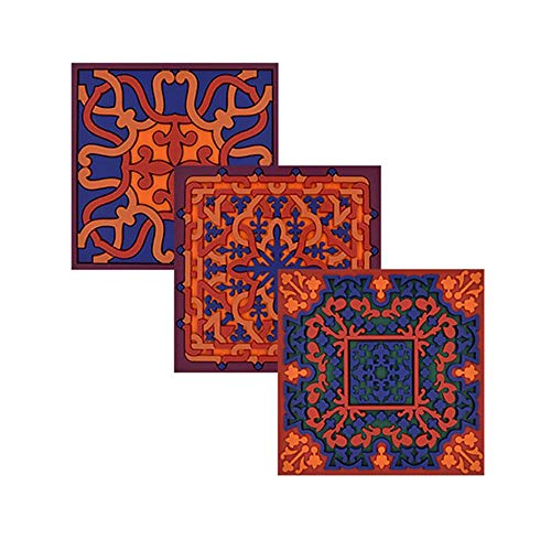 Images d´Orient 6 Glasuntersetzer Untersetzer aus PVC hitzebeständig, waschbar orientalisch blau orange 9 x 9cm von Images d´Orient