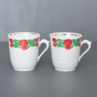 2 Vintage Sumy Kaffeetassen, Teetassen, Retro Porzellan, Porzellanfabrik Ukraine, Sammlerstück von Imaginaarium