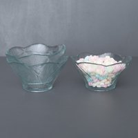 3 Petrolfarbene Glasschalen, Kleine Blumenförmige Vintage-Schalen, Dessertschalen, Blütenblattförmige Servierschalen von Imaginaarium