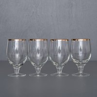 4 Vintage Cognac Gläser Mit Goldenem Rand, Unbenutzt Barware Aus Den 1980Er Jahren von Imaginaarium
