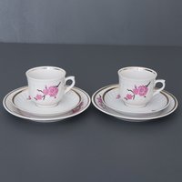 Kirschblüten-Tee-Set, Vintage-Kaffee-Set Mit Rosa Kirschblüten, Rigaer Porzellanfabrik, Retro-Geschirr, Sakura Hanami-Thema-Trinkgefäß von Imaginaarium