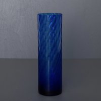 Kobaltblaue Glasvase, Swirl Glas Vintage Vase von Imaginaarium