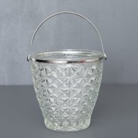 Kristall Muster Glas Eimer, Vintage Eiskübel, Oldschool Barware, 1970Er Jahre Trinkgeschirr, Barwagen Essential, Coctail Essentials von Imaginaarium