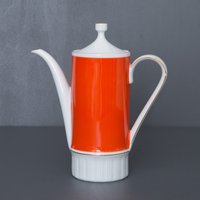 Rote Vintage Porzellan Teekanne, Volkstedt-Rudolstadt Beyer Und Bock, 1960Er Jahre Geschirr, Deutsche Küchengeschirr, Retro Dekor von Imaginaarium