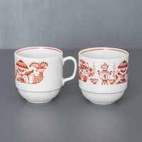 Vintage Baranivka Teetasse, Kaffeetasse Mit Illustration, Retro Porzellan, Ukraine Porzellanfabrik von Imaginaarium