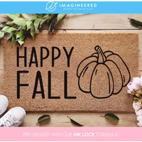 Happy Herbst Fußmatte - Kürbis Dekor Lustige Dekoration Halloween Veranda Saisonale Willkommensmatte von Imagineered