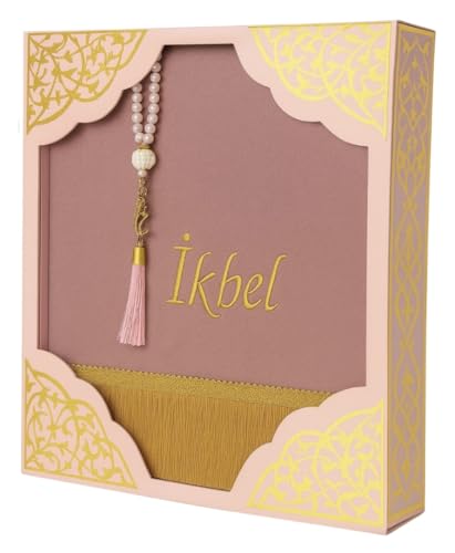 Gebetsteppich mit Namen Bestickt Tesbih Personalisierter Gebetsteppich Prayer Mat Islamische Geschenke Seccade Ramadan Bayram Kinder Erwachsene (Pink, Erwachsene (110,70 cm)) von Imani Aksa
