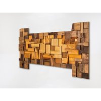 Altholz Kunst, Holz Kunstwerk Für Schlafzimmer, Textur Wandkunst Groß, Wand-Dekor Auf Holz, Mid Century Kunstwerk, Holz-Mosaik, Holz-Wand-Kunst von Imarteko