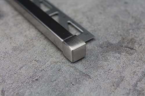Edelstahlschiene Quadratprofil gebürstet Fliesenschiene L200cm V2A (Eckstück 10mm) von Imartex