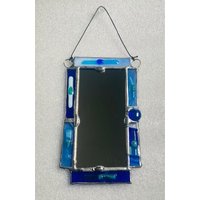 Akzentspiegel Mit Handgemachter Glas-Umrandung, Türkis/Aqua/Blau von ImbroglioGlassArt