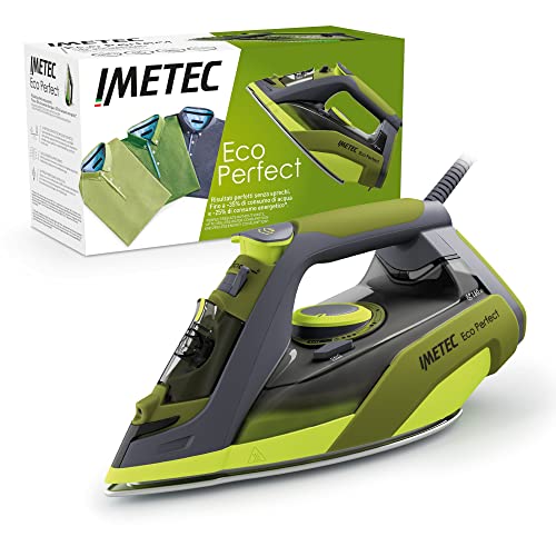 Imetec Eco Perfect Dampfbügeleisen, hervorragende Ergebnisse mit -0.35 Wasserverbrauch und -0.25 Energieverbrauch, Pro Ceramic beschichtete Sohle, dreifacher Kalkschutz, 2400 W von Imetec