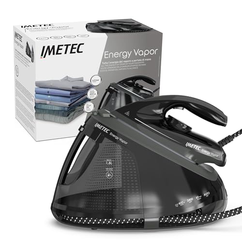 Imetec Energy Vapor | Bügeleisen mit Dampferzeuger, 6,5 BAR Pumpe, 400 g Dampfstoß, 2400 W, Fluid Ceramic Sohle, Bügelblock, Abschaltautomatik, Reinigungsvorrichtung, ECO-Technologie von Imetec