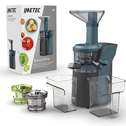 Imetec Sj4300 Succovivo SJ4 1300 Professioneller Kaltsaft-Extraktor, langsames Auspressen mit 50 U / min, Saftfilter, Zubehör für Slushes und Sorbets, Reinigung in 2 Minuten von Imetec