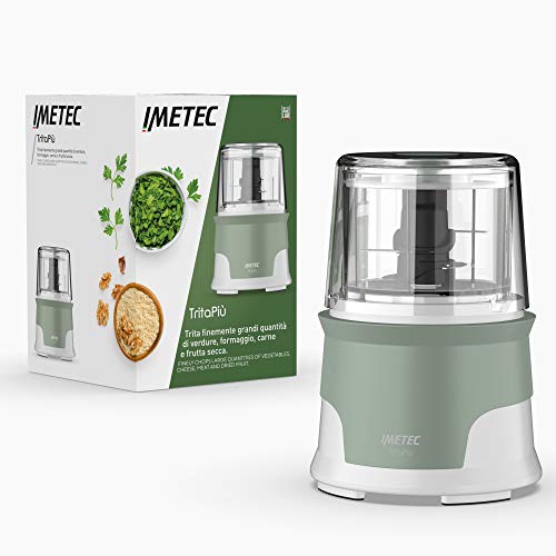 Imetec Tritapiù Zerkleinerer, 4 Edelstahlklingen, großer Behälter 600 ml, 18 U / min, Druckbetrieb, 1000 W, BPA-frei von Imetec