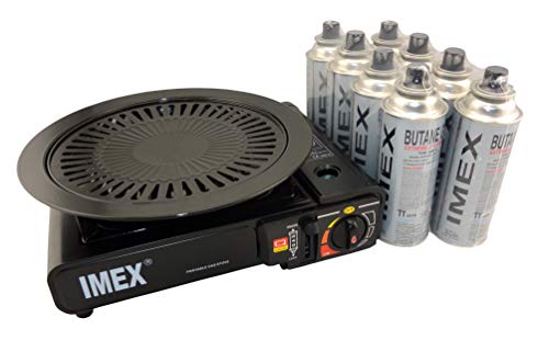 IMEX Camping Gaskocher Set Butan-Kocher im Tragekoffer mit 8 Gaskartuschen + Imex Grillaufsatz Grillplatte IMEX Camping Gaskocher Set Butan-Kocher im Tragekoffer mit 8 Gaskartuschen + Imex Grillaufsatz Grillplatte von IMEX