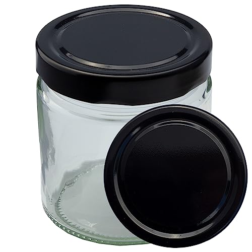 Imkado Deep-Twist-Off Honigglas mit Metalldeckel 500g | Schwarz | 1 Paket (91 Stk) von Imkado