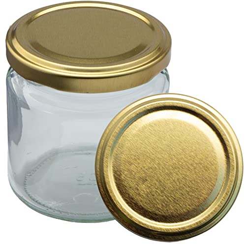 Imkado Honiggläser Neutralglas 250g mit Twist-Off Metalldeckel (36 Stk) Gold, 212ml von Imkado