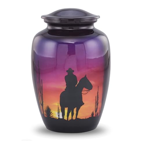 Cowboy Sonnenuntergang Urne – Westernurne mit Samtbeutel (groß) von Immortal-Memories