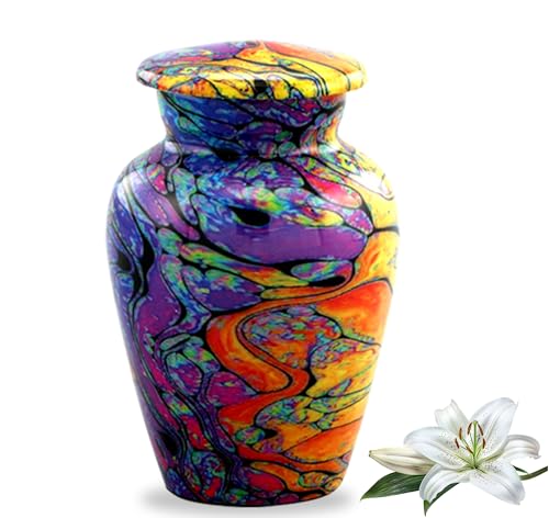 Modern Print Keepsake Urn - Bunte Mini Urne für Asche - Handgefertigte Batik Urne - Bestattungs- und Gedenkurne Mit Samtbox und Beutel von Immortal-Memories