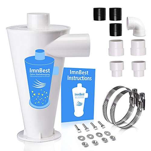 ImnBest Zyklonabscheider zyklon staubsauger Abscheider Staubabscheider Filter mit 8 Adapter für Schlauch, für Abschneidung von Spänen von Kreissäge Oberfräse Metallspänen Korn usw. von ImnBest