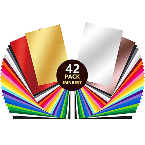 ImnBest 42 Stück Selbstklebende Vinylfolie, 30.5 * 20.5 cm Vinyl Blätter für verschiedene Farbfolien für Cricut,Abziehbilder von ImnBest