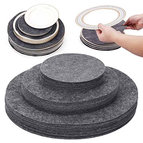 Tellertrenner, 60 Stück und 3 verschiedene Größen, dicke und hochwertige weiche Filzplatten-Trennwände zum Schutz und Stapeln – Grau von Imncya