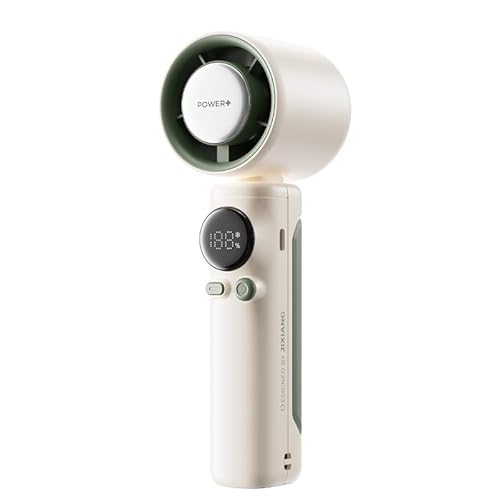 Imoncom Mini-Handventilator, USB-aufladbar, 3 Geschwindigkeiten, LED-Display, 4000mAh Akku, Geräuscharm 45dB, Tragbar, Weiß-Grün Imoncom Mini-Handventilator, USB-aufladbar, 3 Geschwindigkeiten, LED-Display, 4000mAh Akku, Geräuscharm 45dB, Tragbar, Weiß-Grün von Imoncom