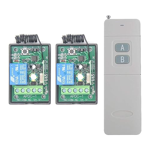 12V 24V 5V 2 Kanäle 500M Langstrecken Reichweite RF Funkschalter Funkfernbedienung Lichtschalter Empfänger Handsender System für Garage Tür Relais Fernsteuerung von Imoumou