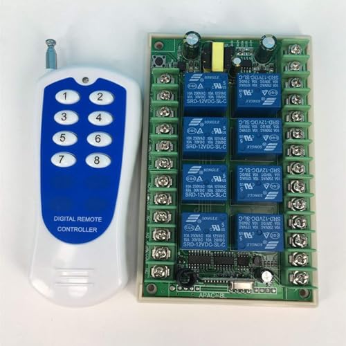 8 Kanäle AC 220V 230V kabellose Fernbedienung Funkschalter LED Schalter System Empfänger Sender Relaismodul Lampen motor-200M Fernbedienung Messehallen Garagentor Kran Regler von Imoumou