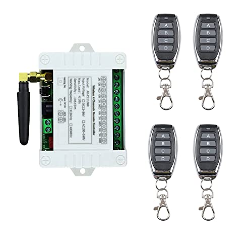 DC 12V 24V 36V 4 kanäle universal Funkfernsteuerung Funkschalter Funkempfänger schalter Handsender Fernbedienung potentialfrei licht motor Antrieb Garagentor mit 3 Metallfernbedienung von Imoumou