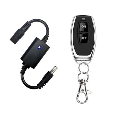 DC-Netzteil-Fernschalter 5.5.2.1 mm 5V 9V 12V drahtloser Fernsteuerungsschalter für Router Displaykamera universell Lichtstreifen Küche Schreibtisch Tisch Leselampe Fernschalter (Black-1) von Imoumou