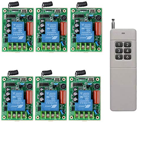 Lange Reichweite 500M 1000M 6 Kanäle AC220V 230V 30A 20A Hochleistung Kabellose Fernbedienungsschalter System Funkempfänger Funkschalter Lichtschalter Set Haushaltsgeräte von Imoumou