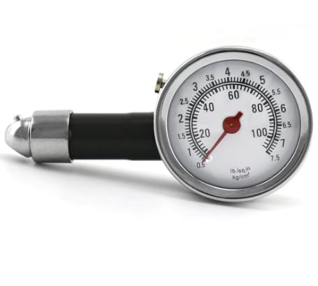 Präziser Reifendruckmesser, Analog-Manometer mit Messbereich 0-7,5 kg/cm², Silber von Imoumou
