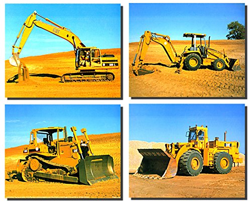 Heavy Equipment Caterpillar Bulldozer Truck 4 Set 20,3 x 25,4 cm Wanddekoration Kunstdruck Poster von Impact Posters Gallery