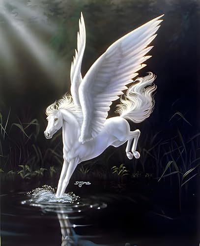 Impact Posters Gallery Sue Dawe Mythical White Pegasus Pferd Kunst-Poster Print (40 x 50) von Impact Posters Gallery