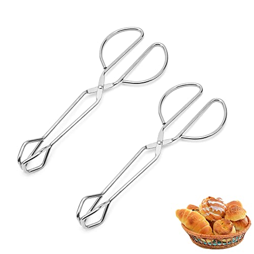 2 Stück Scheren Zange, 25,3x9,3cm Barbecue Grillen Zange, Edelstahl Grillzange Schere, Bratenzange, Hitzebeständig, Nicht Leicht zu Brechen, Für Heimküche, Restaurant, Hotel, Außengrill (Silber) von Colrid