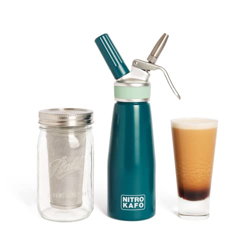 Nitro KAFO 0,5L Cold Brew Coffee Maker Mason Jar Kaffeemaschine und Nitro Kaffeemaschine für Nitro Coffee – Edelstahlfilter, langlebiges Glas, recycelbare Aluminiumflasche mit Edelstahlteilen von Impeccable Culinary Objects (ICO)