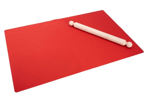 Imperia Fogliochef Classica Linie. Silikon Pastaunterlage. 100% Made in Italy. Rutschfeste Silikonunterlage zum Kneten von Frischpasta. Küchenzubehör für Pasta. Inklusive Nudelholz. von Imperia