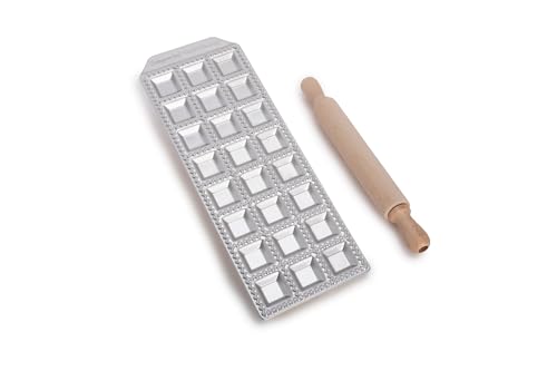 Imperia Raviolamp Classica Linie. Ravioliformen. 100% Made in Italy. Zubehör für Nudelmaschinen. Aluminium Nudelschneider für frische Pasta. Mit Nudelholz. von Imperia