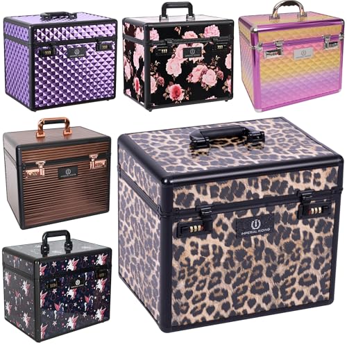 Imperial Riding IRHShiny Putzbox, Putzkoffer mit Zahlenschloss, verstellbare Fächer, Aufbewahrungsbox für Putzzeug, mit Spiegel im Deckel, hochwertiger Putzkasten, 38x28x32cm, Schwarz Croco von Imperial Riding