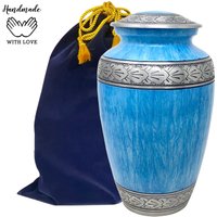 Blaue Marmorurne Für Menschliche Asche - Urne Mit Silbernem Blumenband Schöne Blaue Gedenkurne Erwachsene von ImperialDignity